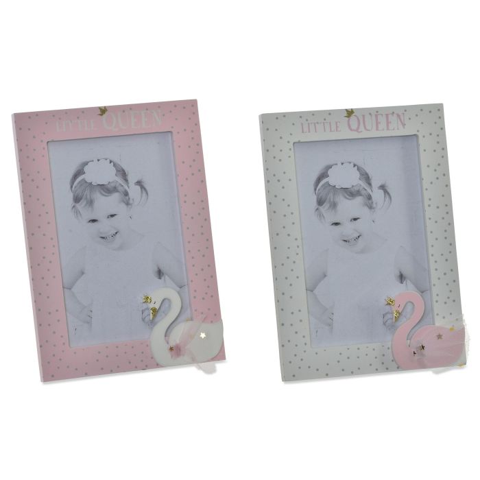 DKD Home Decor Marco de Foto 10x15 cm Madera para Bebé Rosa Palo Natural 13x18 cm - Pack 6 Unidades