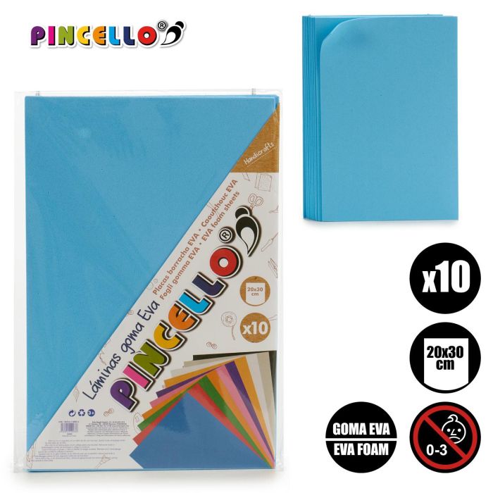 10 Láminas Goma Eva Azul 20x30 cm - Pincello (24 Unidades) 3 10 Láminas Goma Eva Azul 20x30 cm - Pincello (24 Unidades) 3