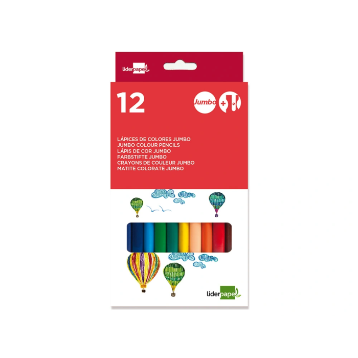 Liderpapel Lápices de Colores Jumbo con Sacapuntas, Caja de 12 Unidades, Colores Surtidos 1 Liderpapel Lápices de Colores Jumbo con Sacapuntas, Caja de 12 Unidades, Colores Surtidos 1