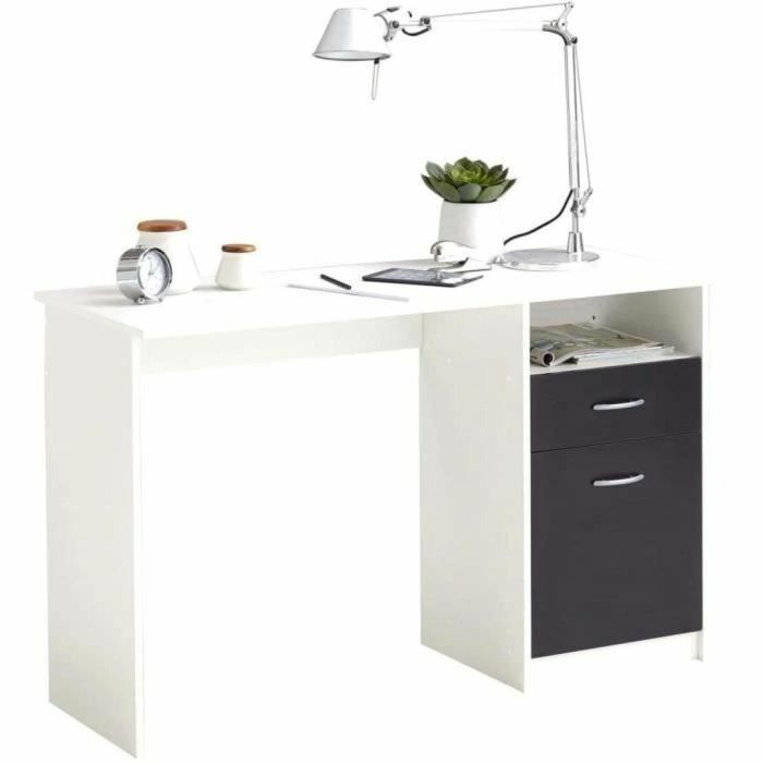 FMD FMD4029494113894 Escritorio JACKSON, Blanco con detalles negros, 123x76.5x50 cm, Fabricado en Alemania