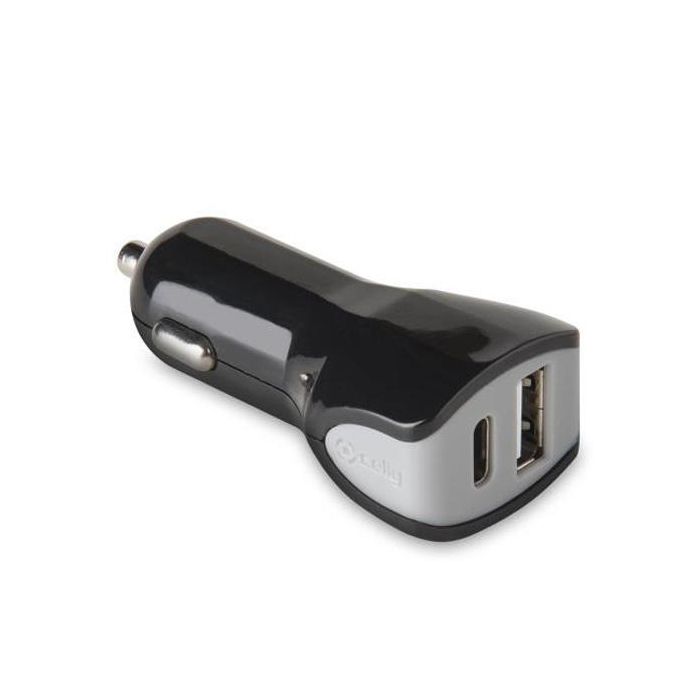 Celly Cargador De Coche 1 Usb - 1 Usb-C 17 W Negro