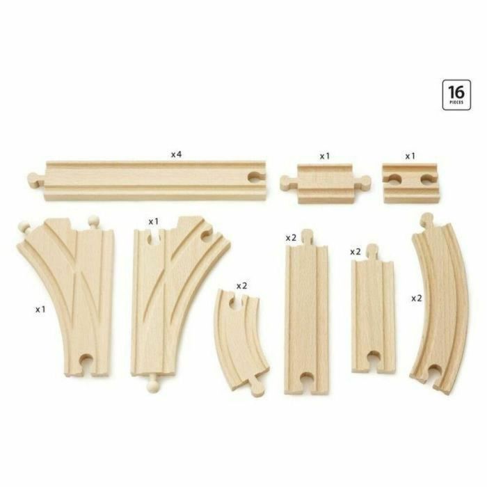 Brio World 33402 Caja de Evolución de 16 Rieles de Madera de Haya para Circuitos de Tren Brio: Rieles Rectos, Curvos y Puntos (+3 años) 1 Brio World 33402 Caja de Evolución de 16 Rieles de Madera de Haya para Circuitos de Tren Brio: Rieles Rectos, Curvos y Puntos (+3 años) 1