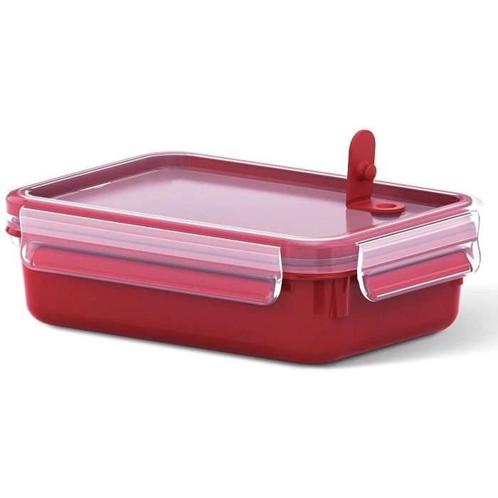Emsa 517772 Clip & Micro Fiambrera para microondas, 0.8 litros, Rojo/Transparente
