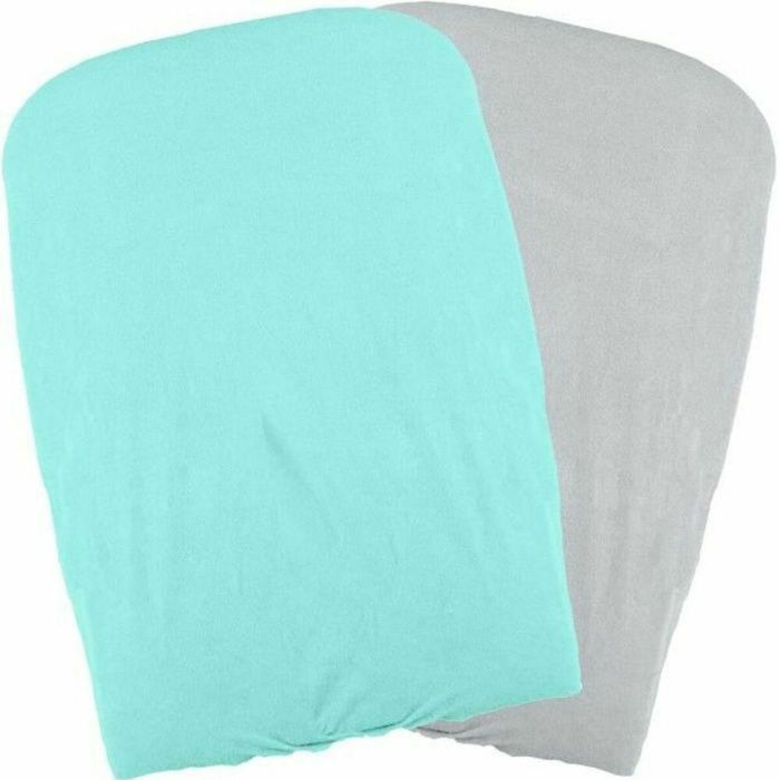 Domiva Juego de 2 Fundas Cambiador de Bebé, Suaves, Adaptables y de Esponja Elástica - Aqua / Pearl