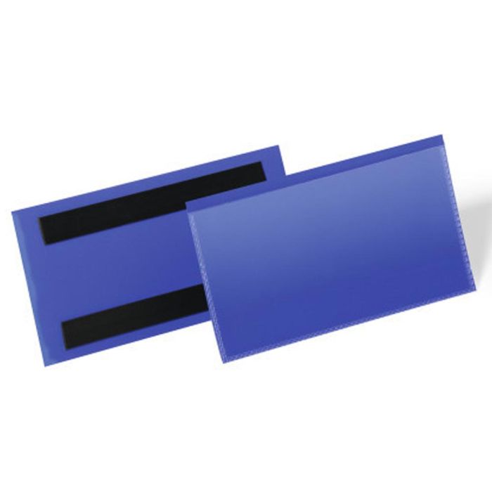 Funda Durable Magnetica 150x67 mm Plastico Azul Ventana Transparente Pack De 50 Unidades 1