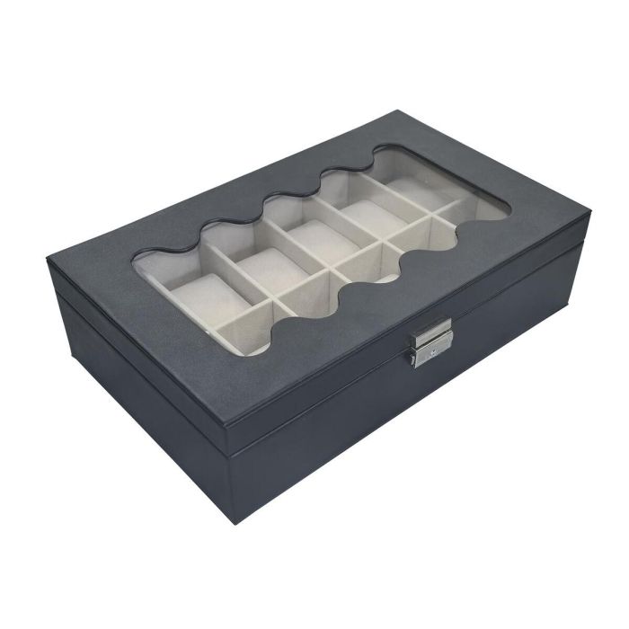 Caja para Relojes Versa Negro Poliuretano Papel Espejo Madera MDF 20 x 8,5 x 32,5 cm 0 Caja para Relojes Versa Negro Poliuretano Papel Espejo Madera MDF 20 x 8,5 x 32,5 cm 0