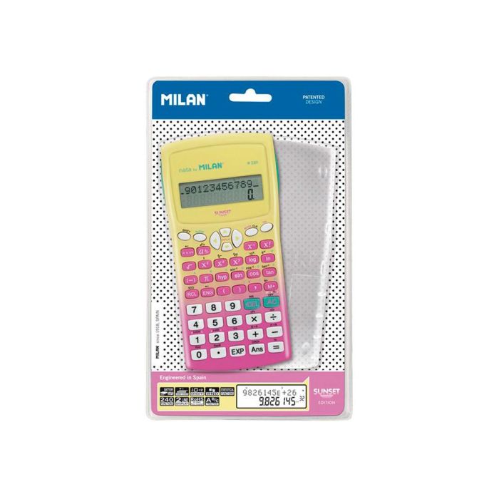 Calculadora Milan Cientifica M240 Sunset Tapa Translucida 2 Lineas 240 Funciones 10+2 Digitos Color Rosa -Amarillo 4