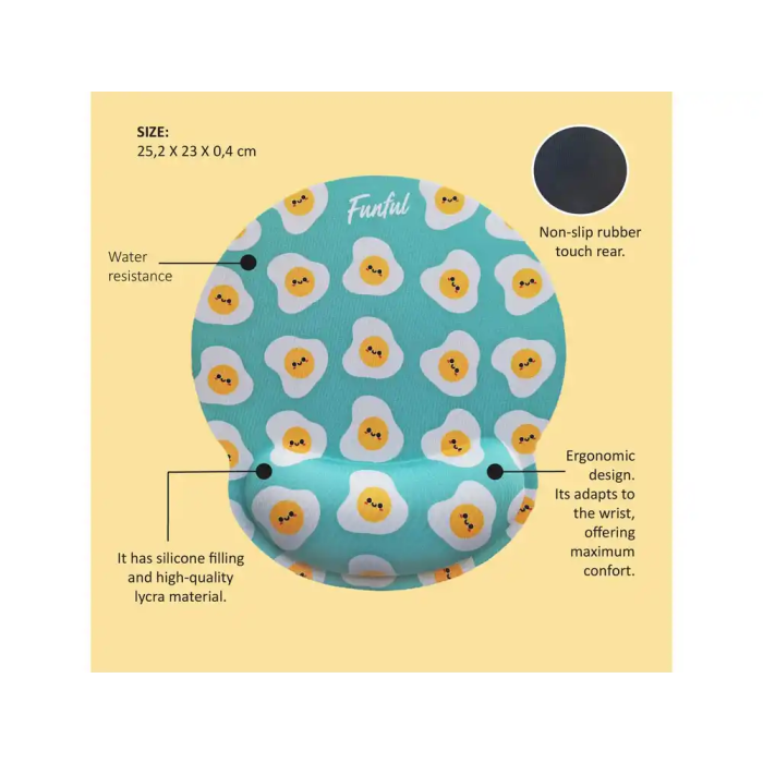 Wondee Alfombrilla de Ratón Ergonómica de Gel Antideslizante 250x230 mm con Reposamuñecas 1