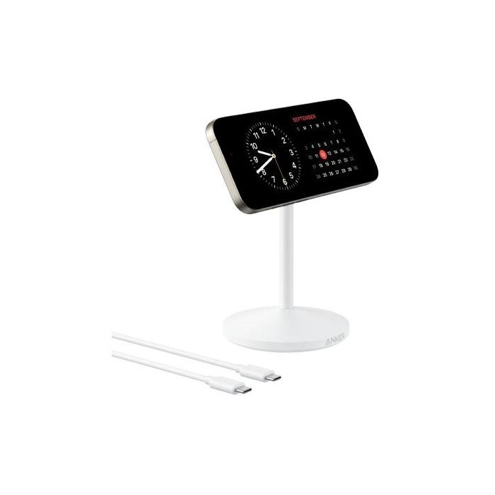 Anker Soporte de Carga Inalámbrico MagGo Qi2 15W MagSafe 360° para iPhone 12 y superior, Blanco