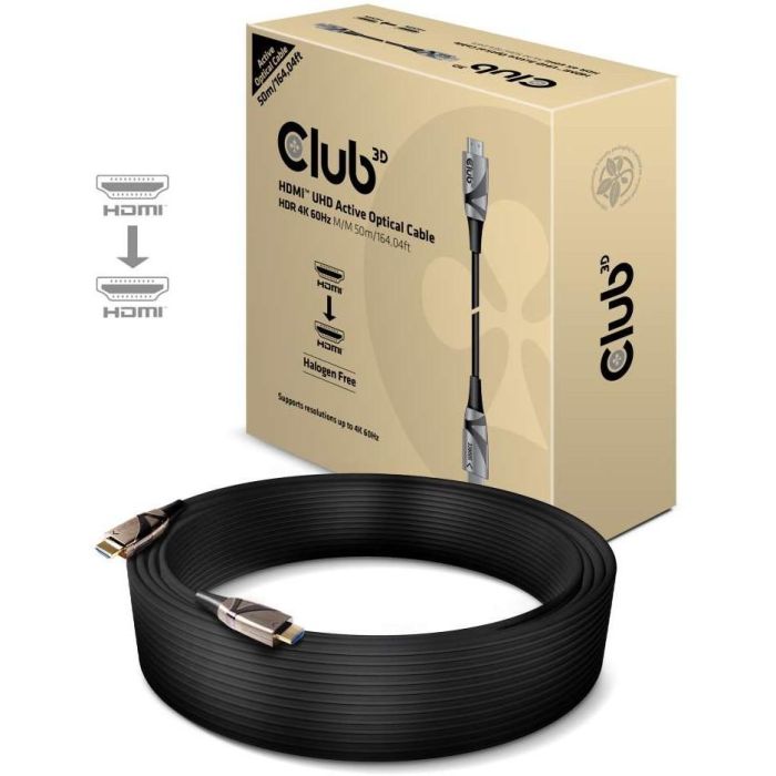 Club3D CAC-1370 Cable HDMI 2.0 Activo Óptico 50m, UHD 4K 60Hz HDR, 18Gbps, Macho/Macho 1 Club3D CAC-1370 Cable HDMI 2.0 Activo Óptico 50m, UHD 4K 60Hz HDR, 18Gbps, Macho/Macho 1
