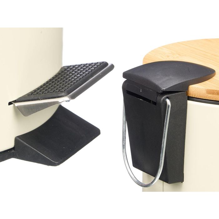 Papelera Metal Tapa Bambu 3L Beige Berilo 17x22x17cm (Set de 4) 2