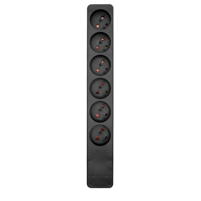 MicroConnect Open-end Danish 6-way power strip, Black 1 MicroConnect Open-end Danish 6-way power strip, Black 1