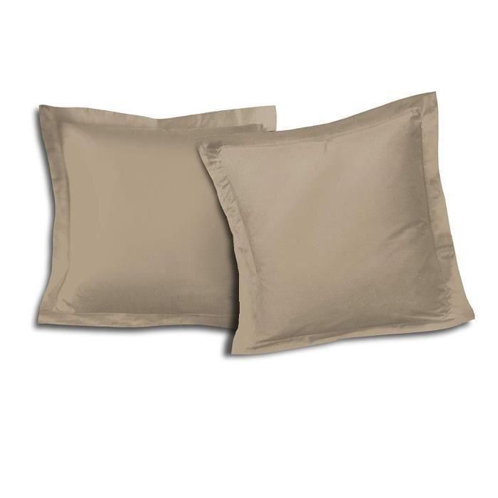 LOVELY HOME Juego de 2 fundas de almohada 100% algodón 63x63 cm - Beige 1 LOVELY HOME Juego de 2 fundas de almohada 100% algodón 63x63 cm - Beige 1