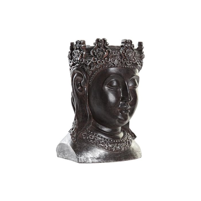 DKD Home Decor Macetero Oriental Buda de Resina Gris 20x30x20.5 cm (2 Unidades)