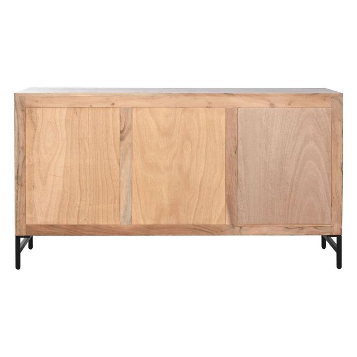 DKD Home Decor Buffet Moderno Marrón Negro de Acacia y Metal con 3 Puertas, 2 Estanterías, Desmontable 145x40x80 cm 9