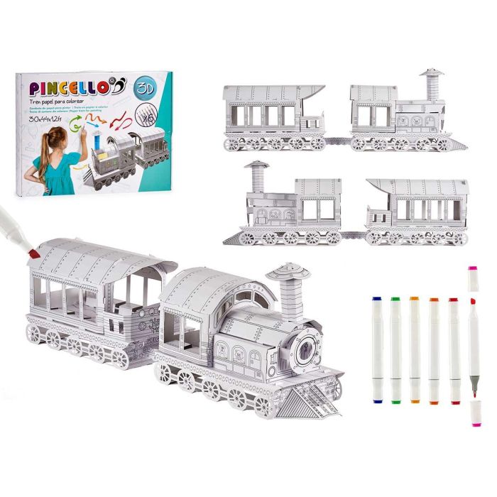Set de colorear papel tren Pincello con 6 rotuladores - 124x44x30 cm (4 Unidades) Set de colorear papel tren Pincello con 6 rotuladores - 124x44x30 cm (4 Unidades)