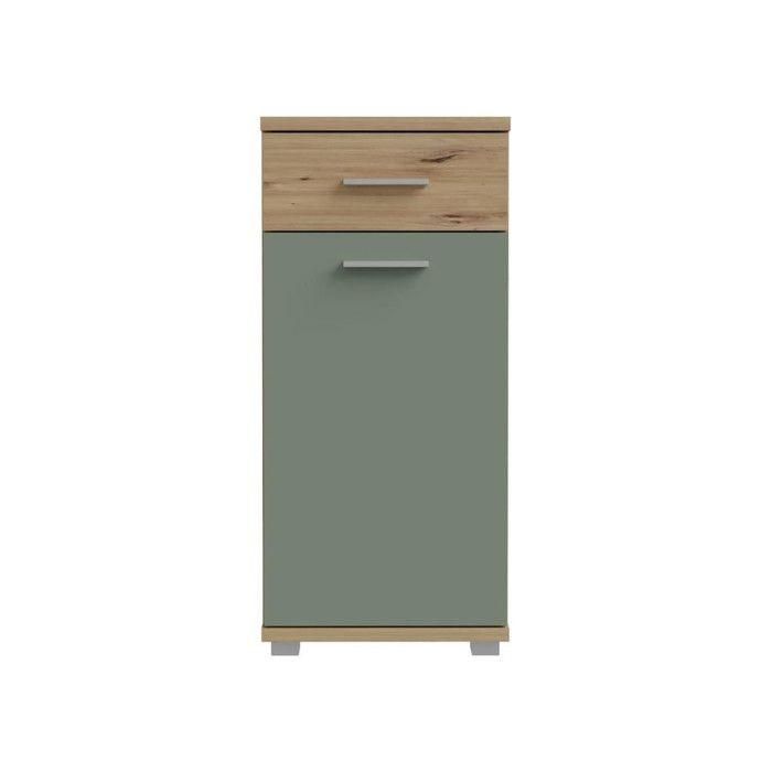 CHAMP - Mueble de baño - 40,2 x 28,9 x 87,6 cm - Roble artesanal / Verde salvia - FORTE 2