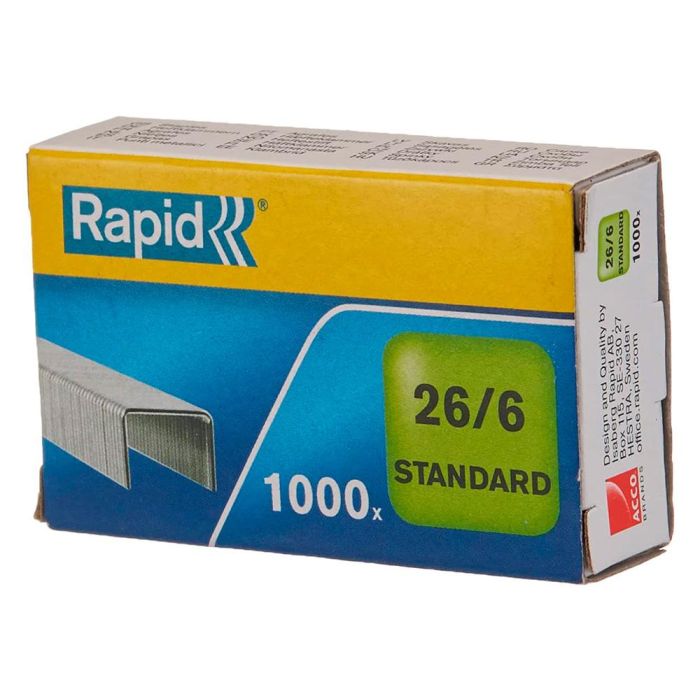 Grapas Rapid 26-6 mm Galvanizada Caja De 1000 Unidades 2