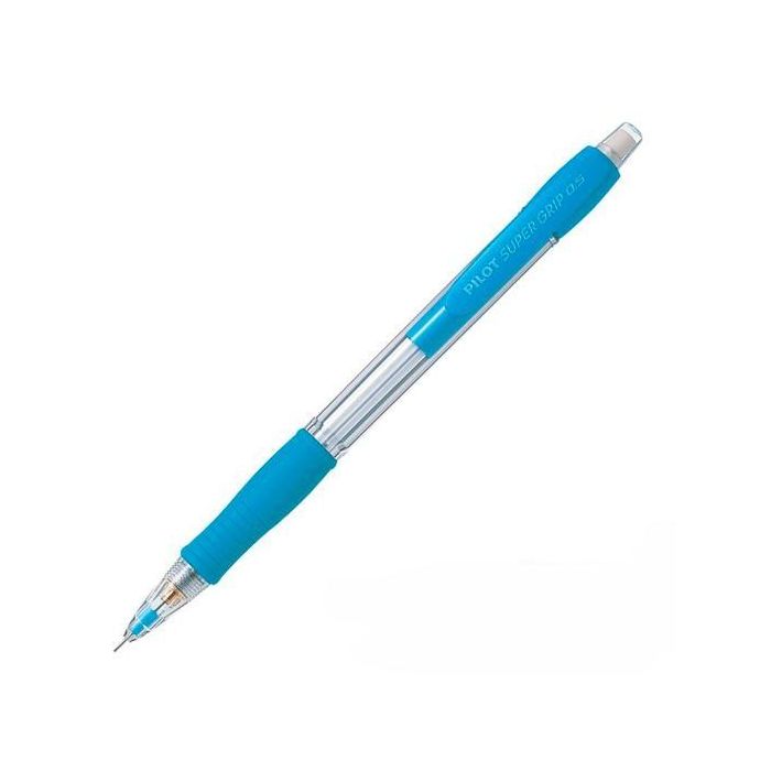 Pilot Portaminas H-185 Supergrip 0.5 mm con Goma de Borrar Azul Claro (Pack de 12 Unidades) (12 Unidades)