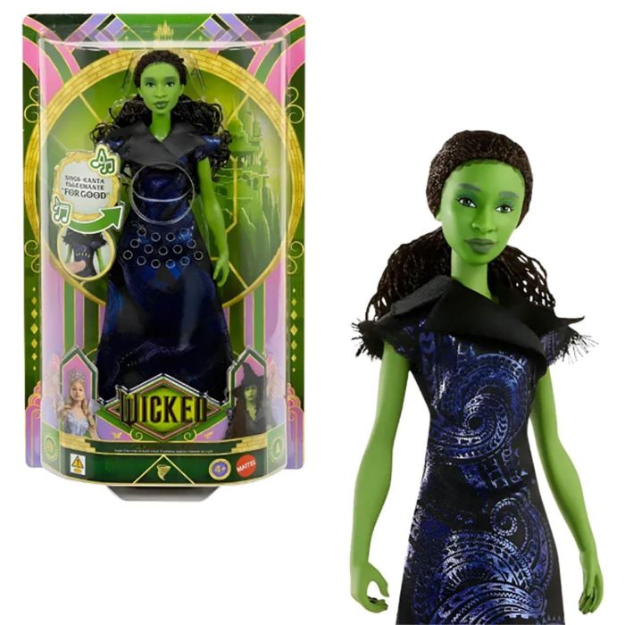 Mattel Muñeca Elphaba Thropp Musical JFM09 Wicked Cantarina Vestido Verde Piel Verde