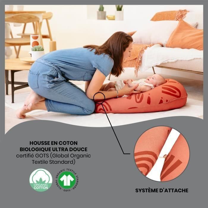 Babymoov BAB3661276180239 Cojín de Lactancia y Maternidad B. LOVE MATERNITY con relleno de microperlas ultrafinas, Fabricado en Europa, Terracota 4