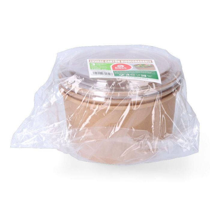 Best Products Envase de cartón biodegradable redondo para ensalada con tapa 1000cc (3 unid.) 1