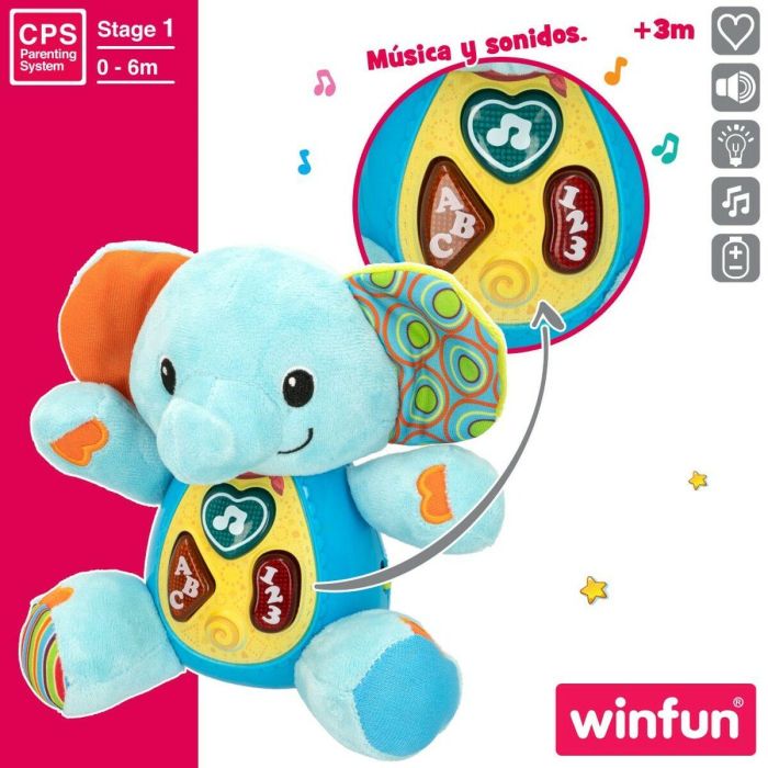 Peluche con Sonido Winfun Elefante 17 x 17,5 x 10 cm (6 Unidades) 4