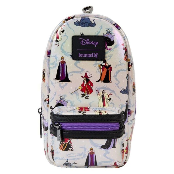Loungefly Portatodo Iridiscente Villanas Disney, Piel Vegana, con Bolsillos y Presillas Interiores, 10.1x20.3x5cm