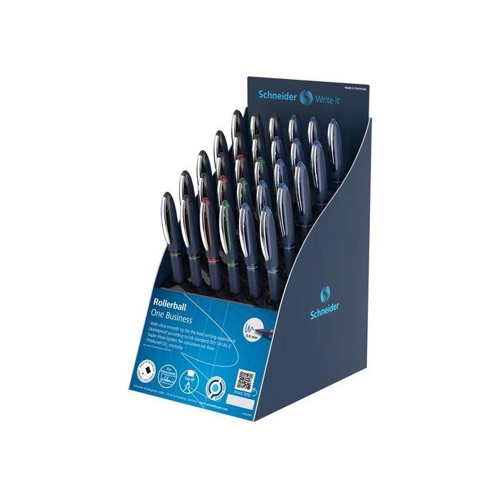 Roller T.Liq. Schneider One Business 0,6 Expositor De 30 12X 183003 Azul 12X 183001 Negro 3X 183002 Rojo 3X 183004 Verde