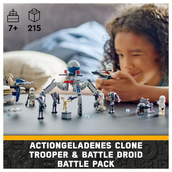 Lego 75372 Star Wars Paquete de Batalla de Soldados Clon y Droides de Batalla con Moto Speeder y Minifigura