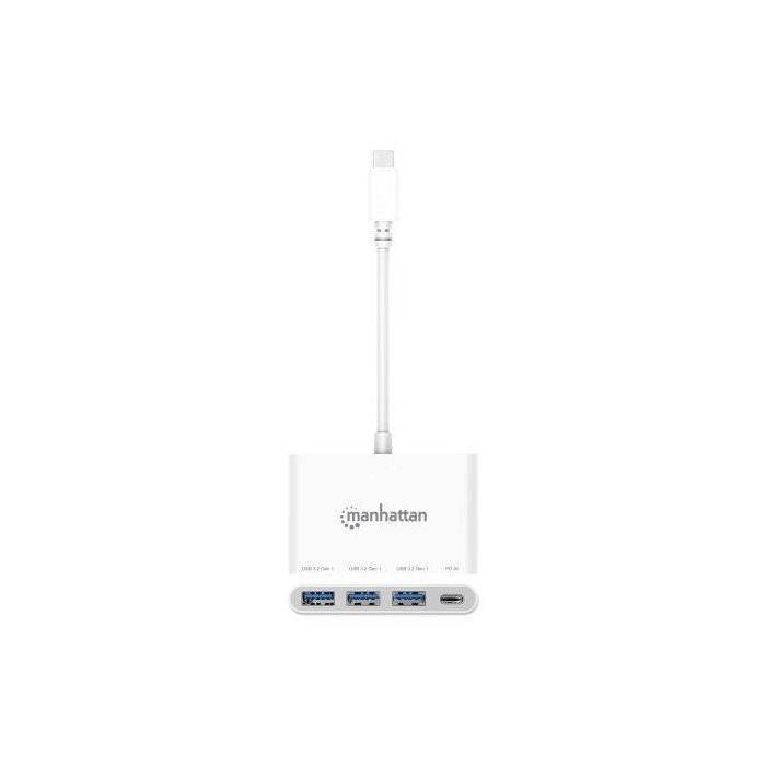 MANHATTAN 3-Port USB 3.0 Typ-C Hub mit PD Port 3x USB-A weiß 3