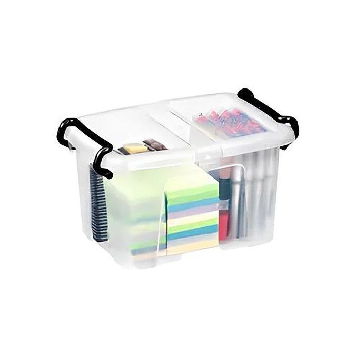 Cep Contenedor plástico transparente 6 litros con tapa hermética, asas y ruedas – 305x224x182 mm