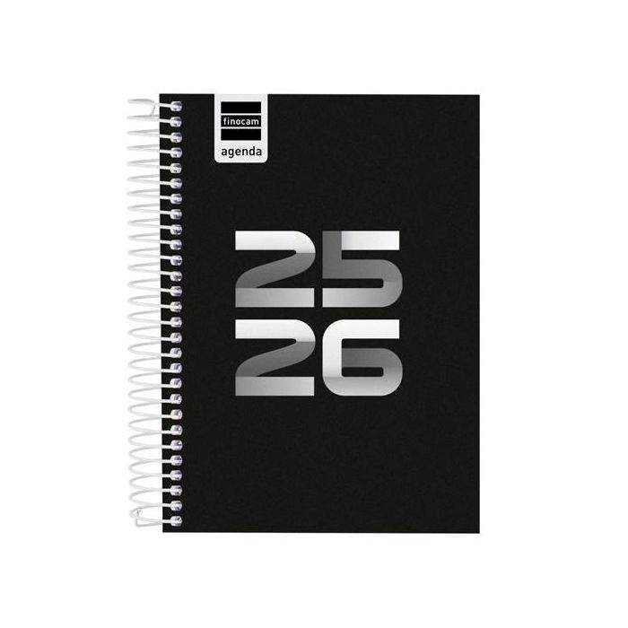 Finocam Agenda Cool Para Estudiantes Espiral 8º 1Dp Negro 2025-2026 - Organización Curso Lectivo, Práctica y Portátil
