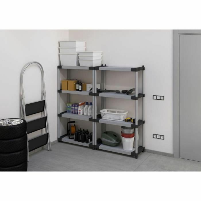 Estante de plástico - TOOD - 4 estantes - Carga 80 kg por estante - 80x40x168 cm - Negro/gris 4 Estante de plástico - TOOD - 4 estantes - Carga 80 kg por estante - 80x40x168 cm - Negro/gris 4