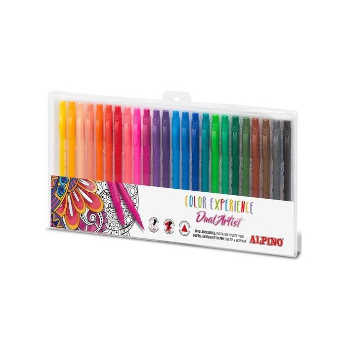 Alpino Rotuladores Color Experience Dual Artist Doble Punta Perfila-Colorea Estuche De 24 C-Surtidos Alpino Rotuladores Color Experience Dual Artist Doble Punta Perfila-Colorea Estuche De 24 C-Surtidos