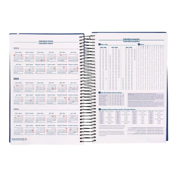 Agenda Espiral Liderpapel Olbia A5 2025 Dia Pagina Color Azul Papel 60 gr 6