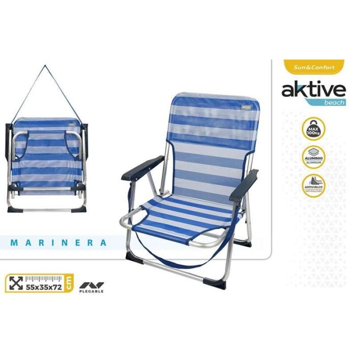 Silla playa aluminio plegalbe fija rayas mar 44x35x72 cm 1 Silla playa aluminio plegalbe fija rayas mar 44x35x72 cm 1
