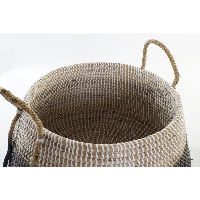 DKD Home Decor Cesta Balines Set de 2 Natural Gris Negro Seagrass 52 x 52 x 40 cm 1