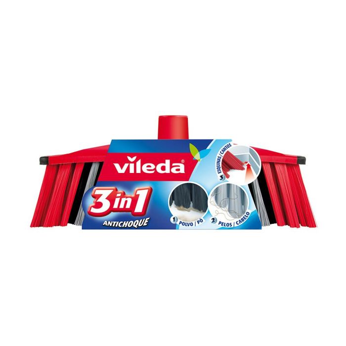 Vileda Universal 3 en 1 antichoque Cepillo escoba 3 action Recambio Doméstica Plástico Rojo