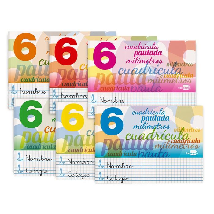 Libreta Liderpapel Pautaguia Tapa Cartoncillo 32 Hojas Din A5 70 gr Cuadriculado Pautado 6 mm Apaisado 10 unidades 9