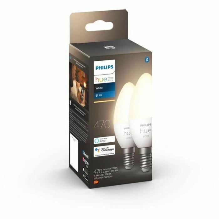 Philips Hue White Bombillas LED Inteligentes E14, Compatible con Bluetooth, Paquete de 2 4