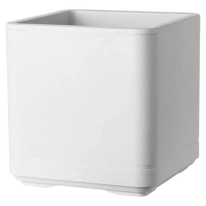 Maceta Cubo - DEROMA - Cosmo - Perla - Con reserva de agua - Ruedas - 38 cm Maceta Cubo - DEROMA - Cosmo - Perla - Con reserva de agua - Ruedas - 38 cm