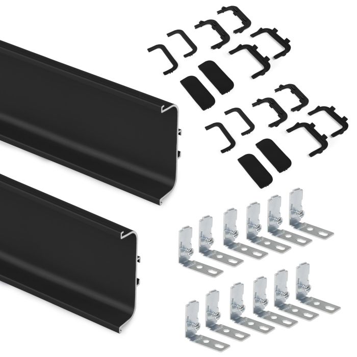 Emuca Kit de 2 perfiles centrales Gola para muebles de cocina, longitud 2,35m, con accesorios, Aluminio, Pintado negro