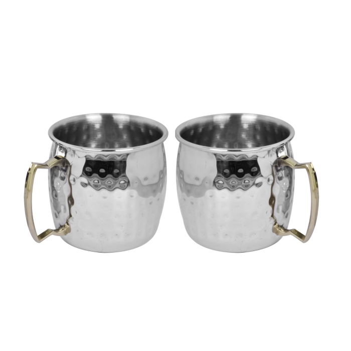 DKD Home Decor Mug Loft Plateado Dorado Inox 9.5 x 9 x 12 cm Set de 2 piezas