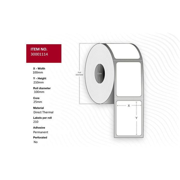 Capture Label 100 x 210 - Core 25. White. Uncoated. DT. Permanent. 210 labels per roll. 25 rolls per box Capture Label 100 x 210 - Core 25. White. Uncoated. DT. Permanent. 210 labels per roll. 25 rolls per box