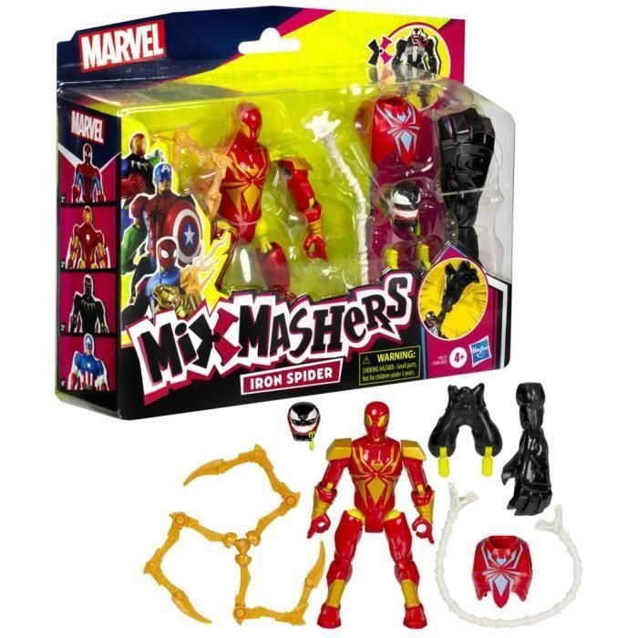 MixMashers Iron Spider Deluxe, figura personalizable de 12 cm para mezclar y combinar con accesorios, Marvel, a partir de 4 años