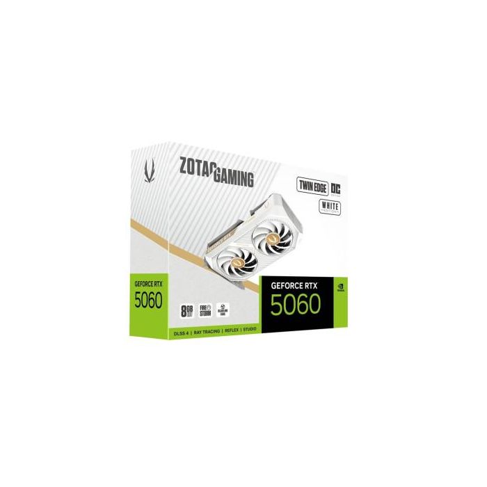 Zotac RTX 5060 Twin Edge OC 8GB GDDR7 Blanco ZT-B50600Q-10M - Tarjeta Gráfica NVIDIA GeForce RTX 5060, 128 bit, 2 Ventiladores, PCI Express 5.0