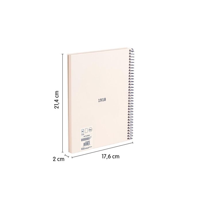 Cuaderno A5 con Espiral y Tapa Dura, 80 Hojas Blancas de 95 Gr/M, Colección 430 Since 1918, Beige Milan 57151E80BG