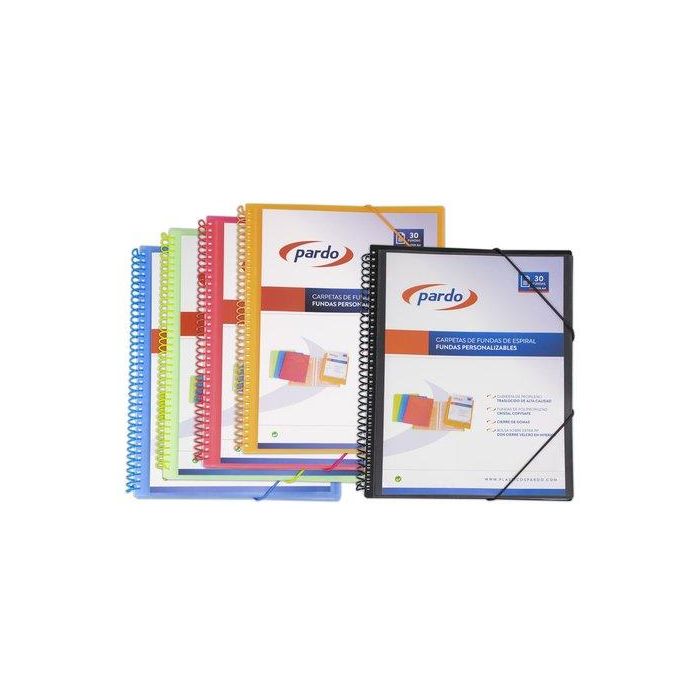 Pardo Carpeta Escaparate Espiral 30 Fundas Folio Personalizable Color Negra