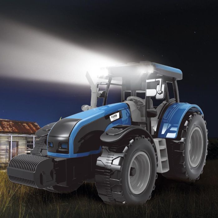 Tractor Azul Con Remolque 1:32. Friccion, Luz Y Sonido T0105 3 Tractor Azul Con Remolque 1:32. Friccion, Luz Y Sonido T0105 3